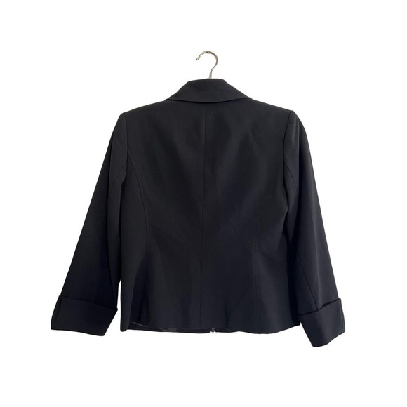 Calvin Klein Black Zip Blazer Fitted Size 2 Y2K Crop Goth Edgy minimalistic 90s - Picture 2 of 4
